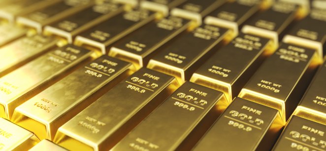 Gold price forecast for 2022 and beyond: Will the dollar keep it down? Stack close-up of gold bars, weight of gold bars 1000 grams Concept of wealth and reserve. The concept of success in business and finance, 3d rendering