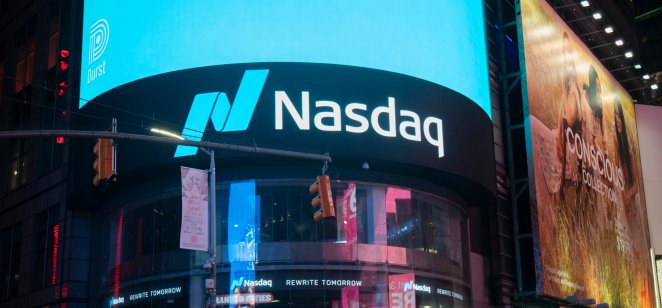 Nasdaq sign in Times Square NYC