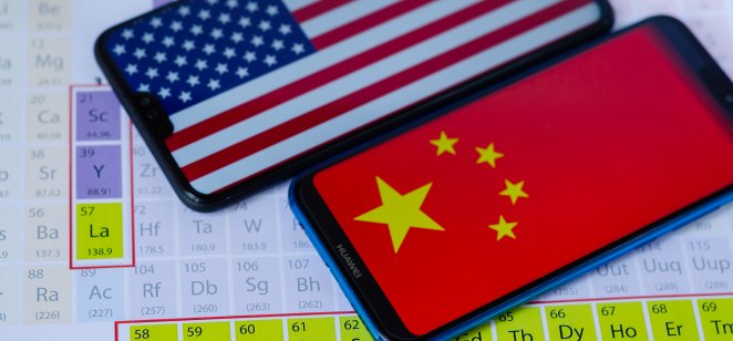 US China flags on periodic table