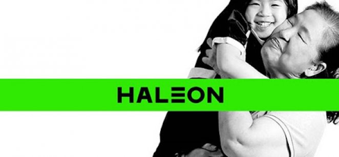 Haleon logo on a photo of a grandmother and a child
