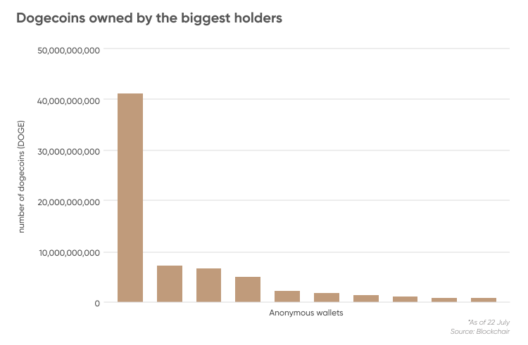 Dogecoins owned by the biggest holders*