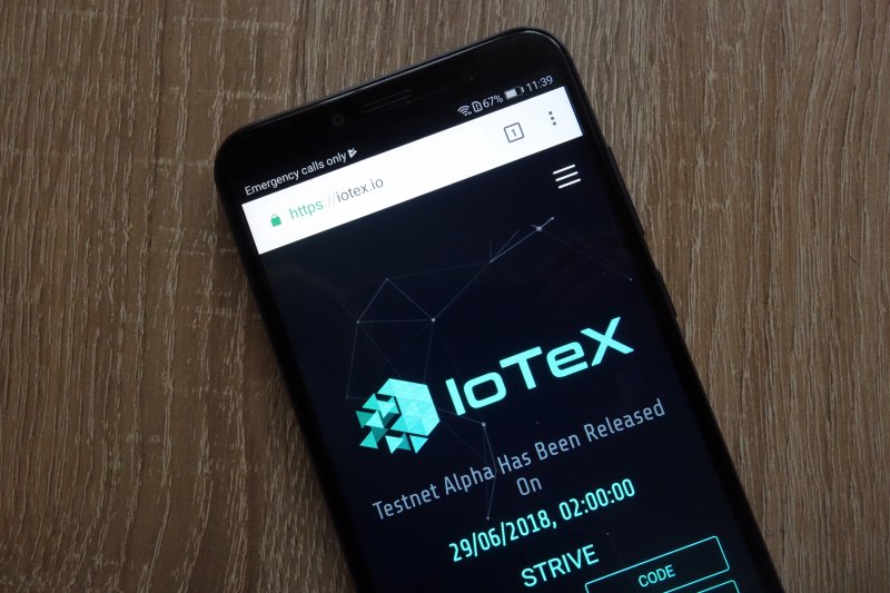 IOTX coin price prediction KONSKIE, POLAND - JULY 14, 2018: IoTeX (IOTX) cryptocurrency website displayed on a modern smartphone