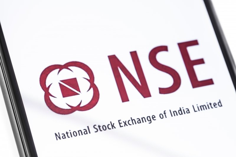 India 50 The National Stock Exchange of India logo on a smartphone