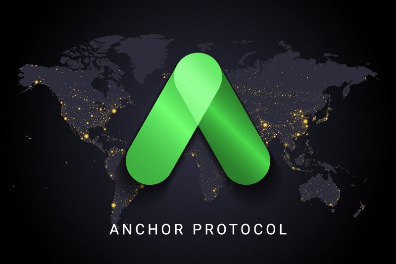 Anchor Protocol price prediction The green Anchor Protocol logo on a dark world map background