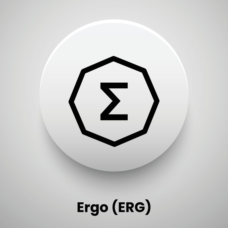 Ergo (ERG) price prediction Creative block chain based crypto currency Ergo (ERG) logo vector illustration design. Can be used as currency icon, badge, label, symbol, sticker and print background template