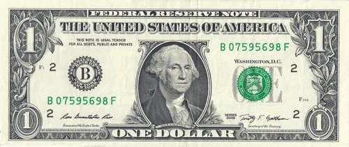 1 Dollar Note Isolated On a White Background