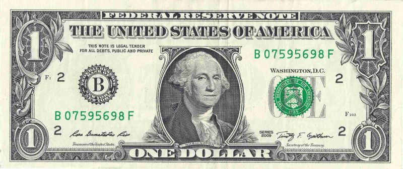 1 Dollar Note Isolated On a White Background