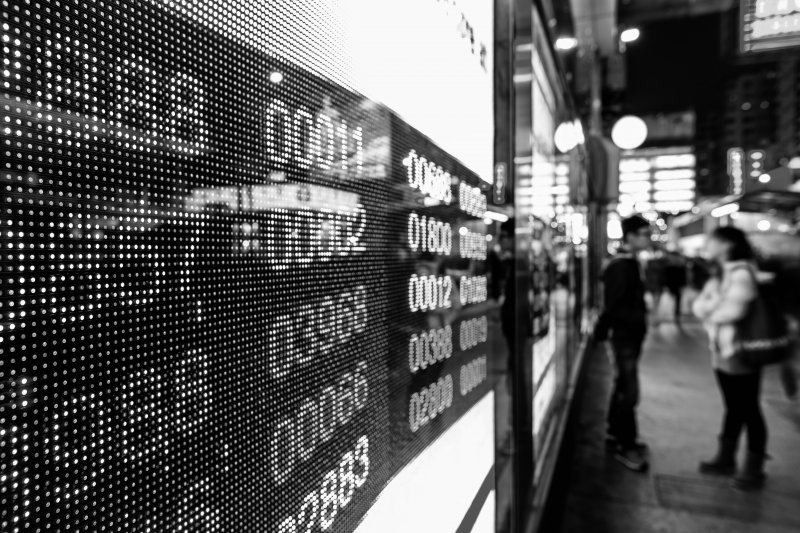 Trading chart on a screen Black and white trading chart screen