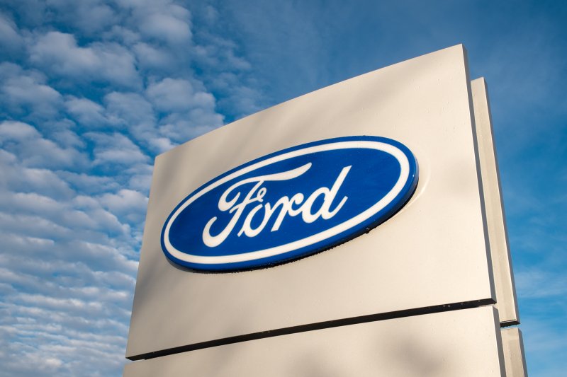 Ford (F) stock forecast Ford logo on a building