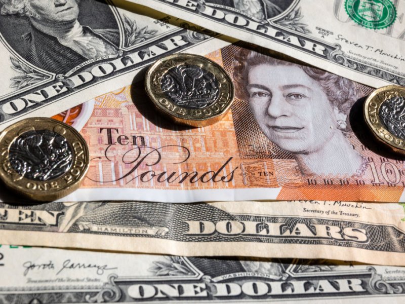 Sterling rises against weakening dollar, slightly up versus euro