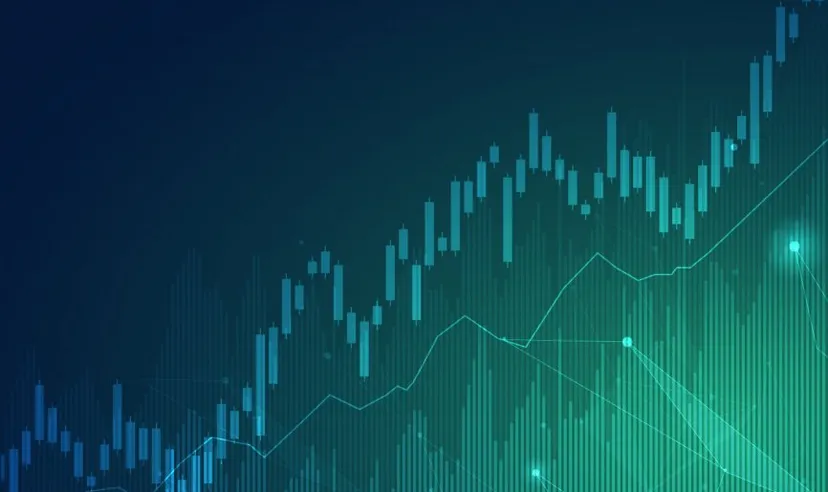 Business candle stick investment trading chart on stock market, bullish point, bearish point. the trend of vector design graphics.