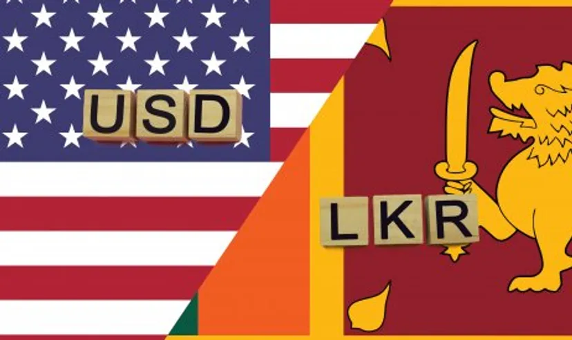 USD/LKR USA and Sri Lanka currency codes on their national flags