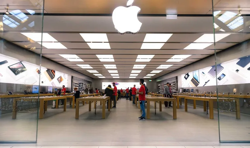 Apple stock split An apple divided into two halves.