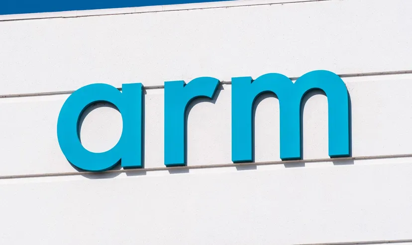 Arm Holdings logo displayed on the exterior wall of a modern building 