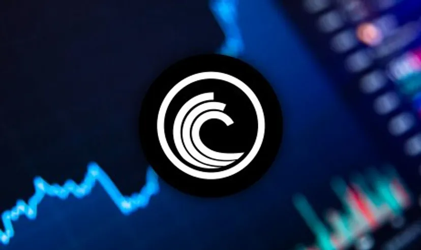 BitTorrent price prediction BitTorrent logo on a trading chart backgroun