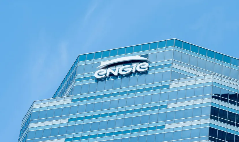 ENGIE logo displayed on the facade of a modern glass office building ENGIE logo displayed on the facade of a modern glass office building