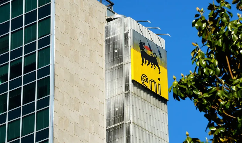 ENI company logo displayed on a building facade