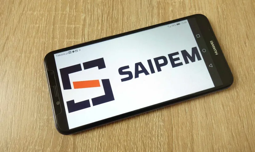 Saipem logo displayed on a smartphone screen