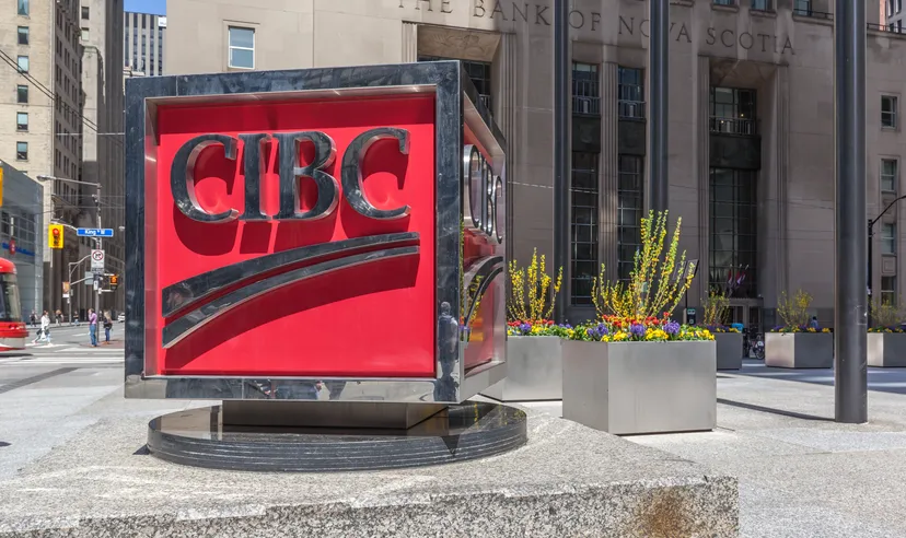 CIBC sign Sign of CIBC at head office in Toronto
