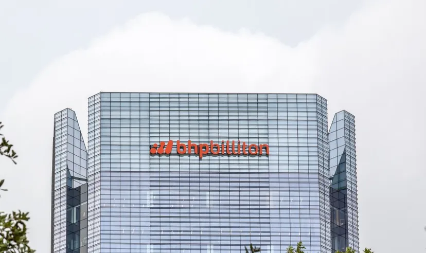 Houston, Texas, USA - September 22, 2018: Sign of BHP Billiton Petroleum on BHP Billiton Tower, an Anglo-Australian multinational mining, metals and petroleum dual-listed public company.