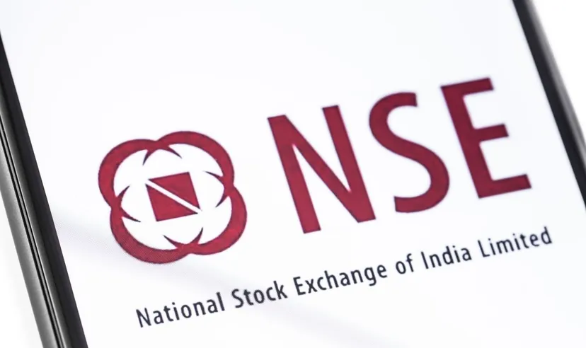 The National Stock Exchange of India logo on a smartphone