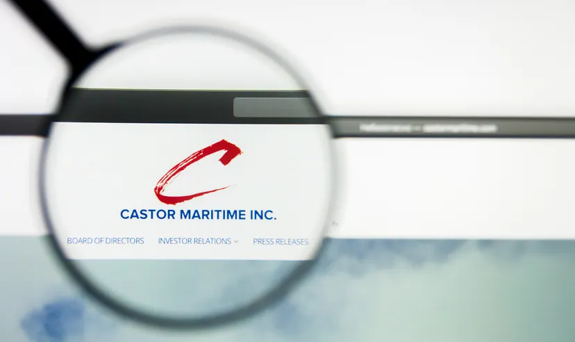 Richmond, Virginia, USA - 26 July 2019: Illustrative Editorial of Castor Maritime Inc website homepage. Castor Maritime Inc logo visible on display screen.