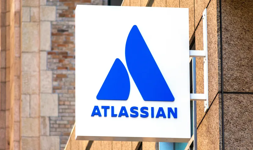 Atlassian shareholders Atlassian logo at HQ of Australian enterprise software company.