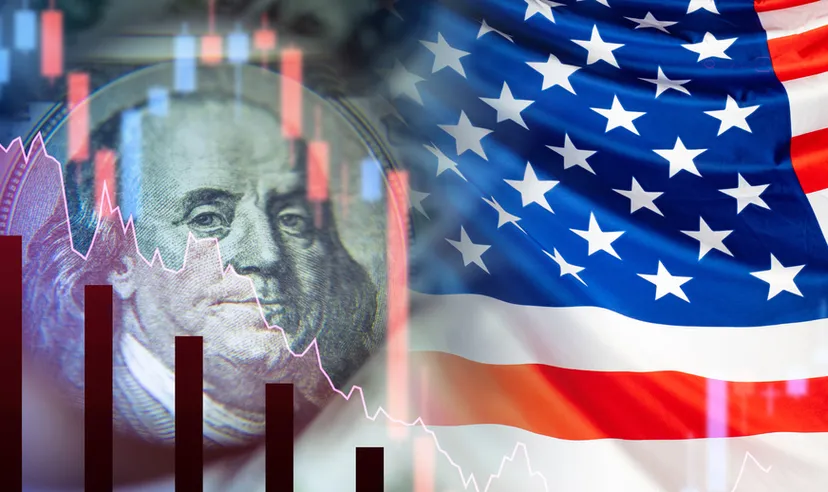 US flag, wall street