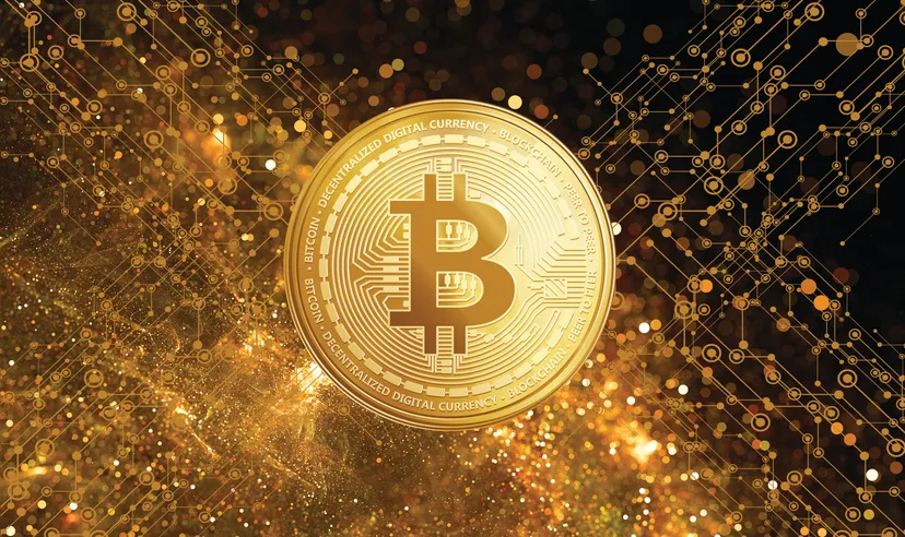 A stylised bitcoin gold coin