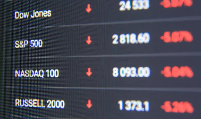 macro shot of computer monitor with world stock market chart in trading application