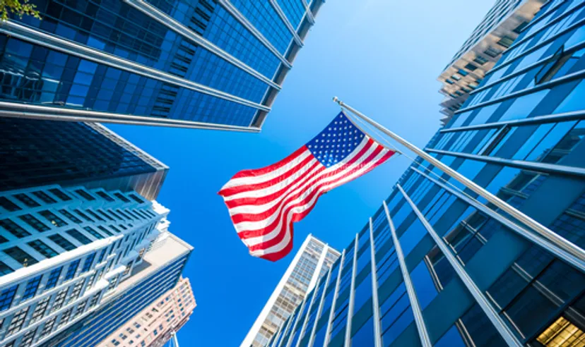 US flag, wall street