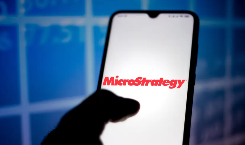 In this photo illustration the MicroStrategy Incorporated logo seen displayed on a smartphone
