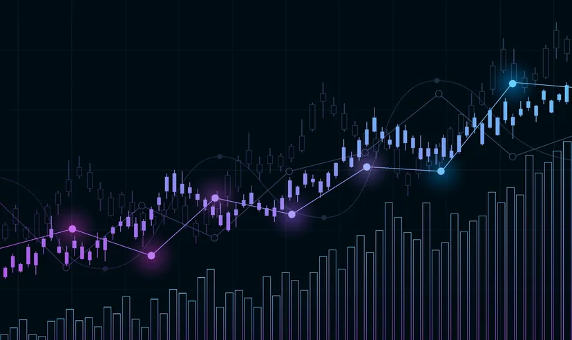 Stock market chart showing rising prices
