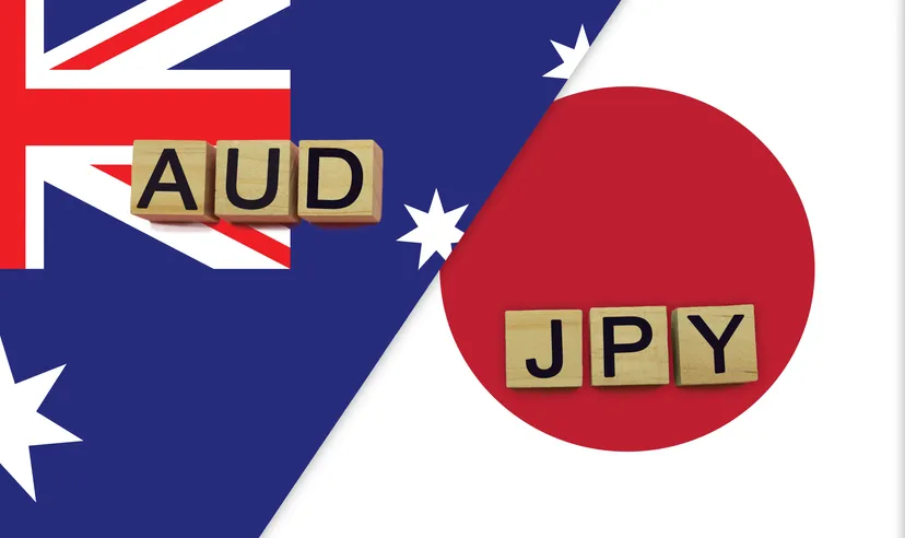 Australian and Japanese currency tickers on their respective flags