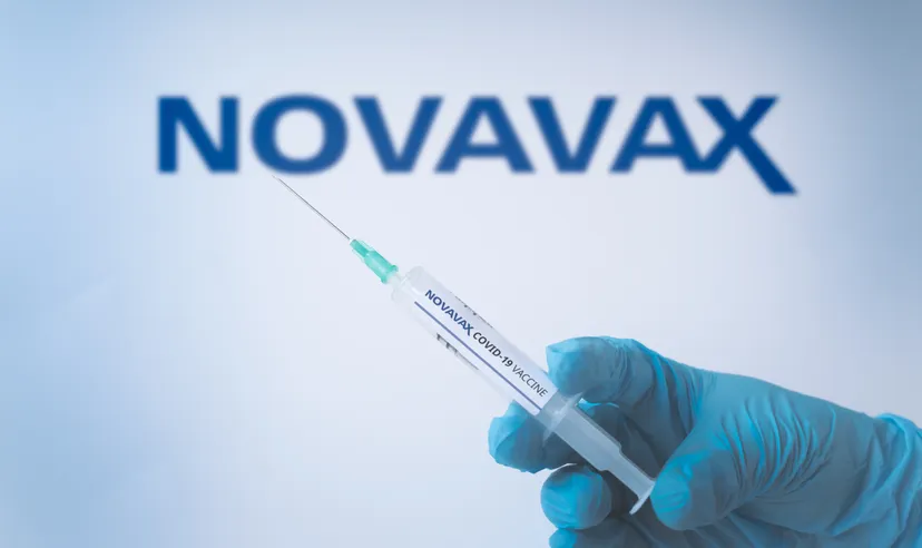 Istanbul, TR - January 29 2021: Novavax vaccine. syringe close up. covid-19 vaccination. medicine, healthcare and pandemic concept disease, medical gloves injection inject. protection.