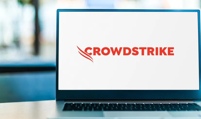 POZNAN, POL - FEB 6, 2021: Laptop computer displaying logo of CrowdStrike Holdings, an American cybersecurity technology company based in Sunnyvale, California
