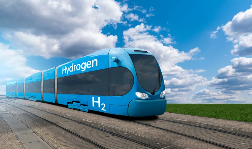 Conceptual image of a hydrogen fuel-cell train 