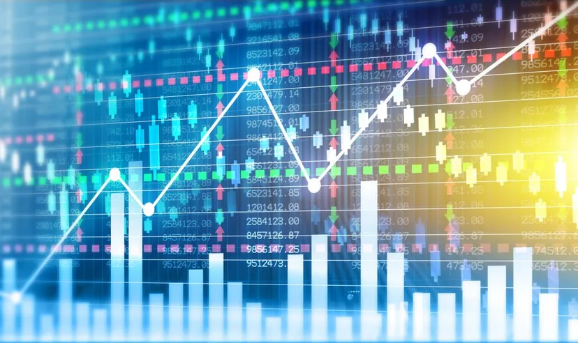 Financial stock market graph.
