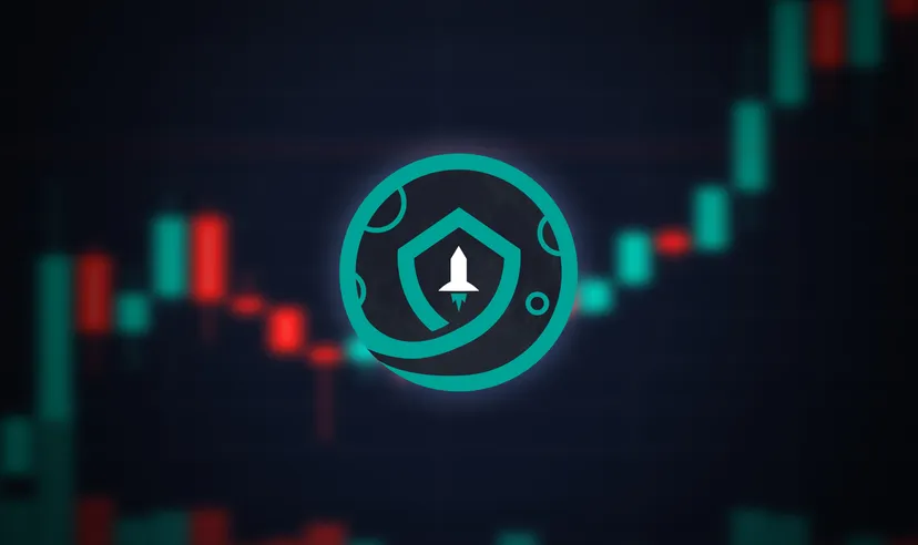 SafeMoon logo in front of candlestick chart