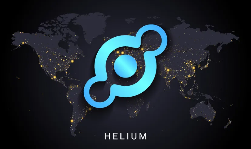 Helium (HNT) price prediction – Photo: Shutterstock Helium logo on a world map background