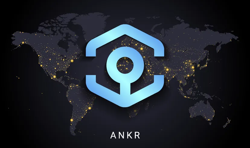 Ankr price prediction Ankr crypto currency digital payment system blockchain concept. Cryptocurrency isolated on earth night lights world map background. Vector illustration