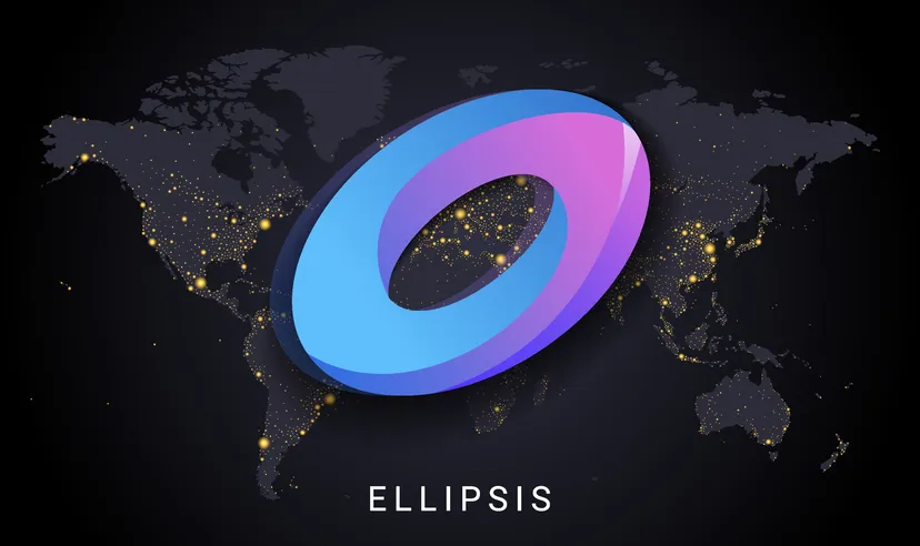 Ellipsis logo Ellipsis logo on world map background.