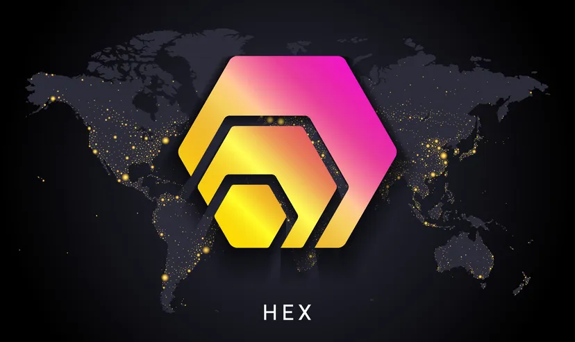 HEX price prediction HEX logo against a darkened Earth map