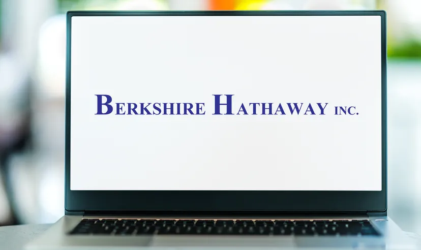 Berkshire Hathaway company name on a laptop screen