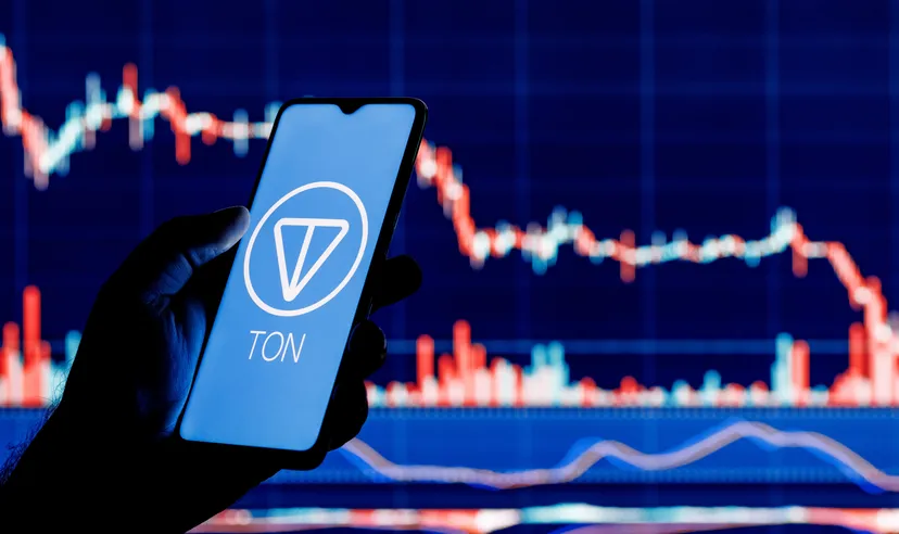Toncoin logo on a smartphone screen