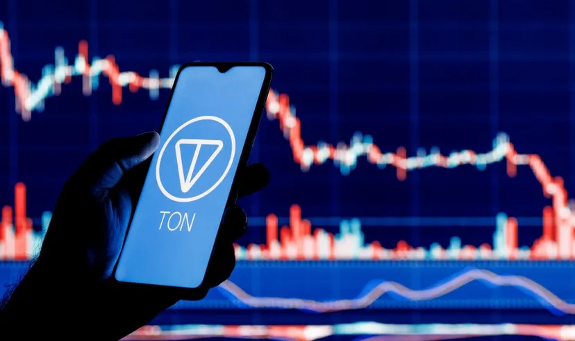 Toncoin logo on a smartphone screen
