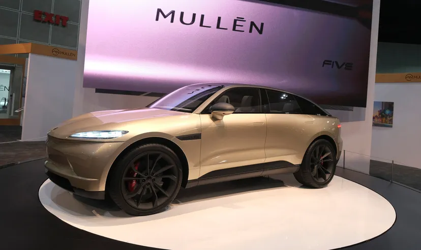 The Mullen Five vehicle displayed at the 2021 LA Auto Show in Los Angeles