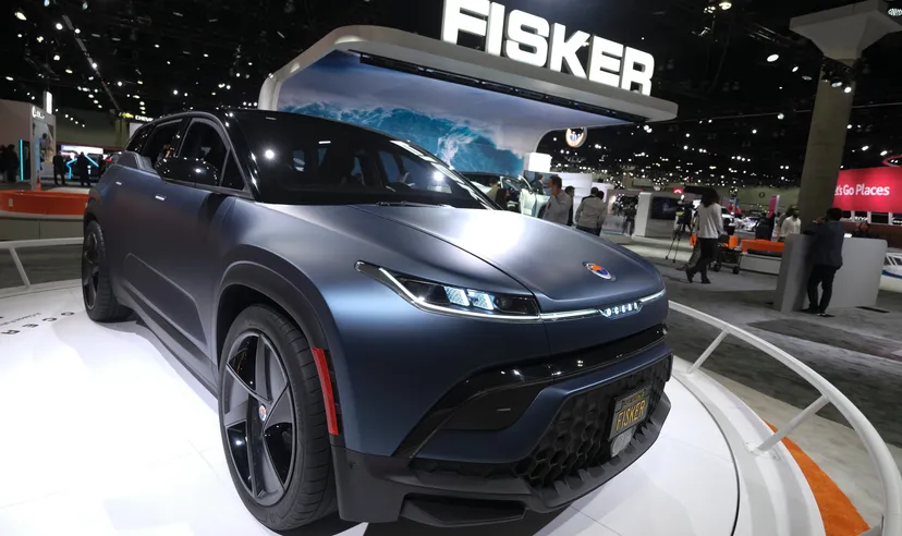 A Fisker's new Ocean electric vehicle is displayed 