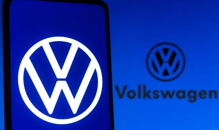 Volkswagen logo on a smartphone screen