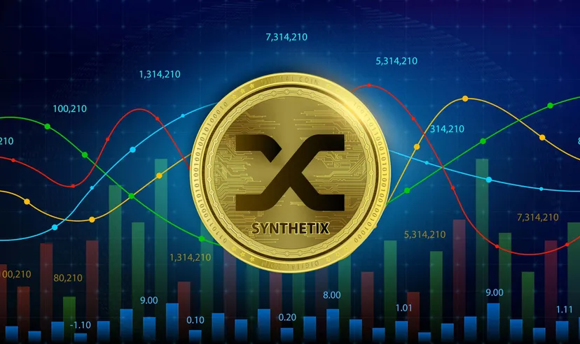Synthetix token on a dark background